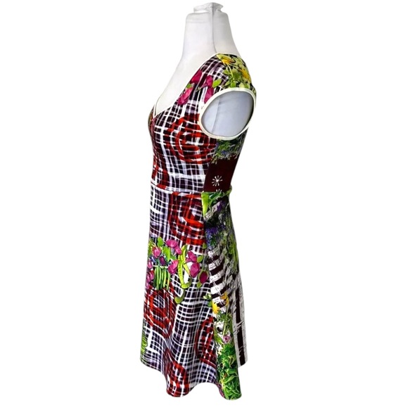 CLOVER CANYON Aline Neoprene Mini Multicolor Floral Y2K Dress Size Small NEW - Picture 3 of 7